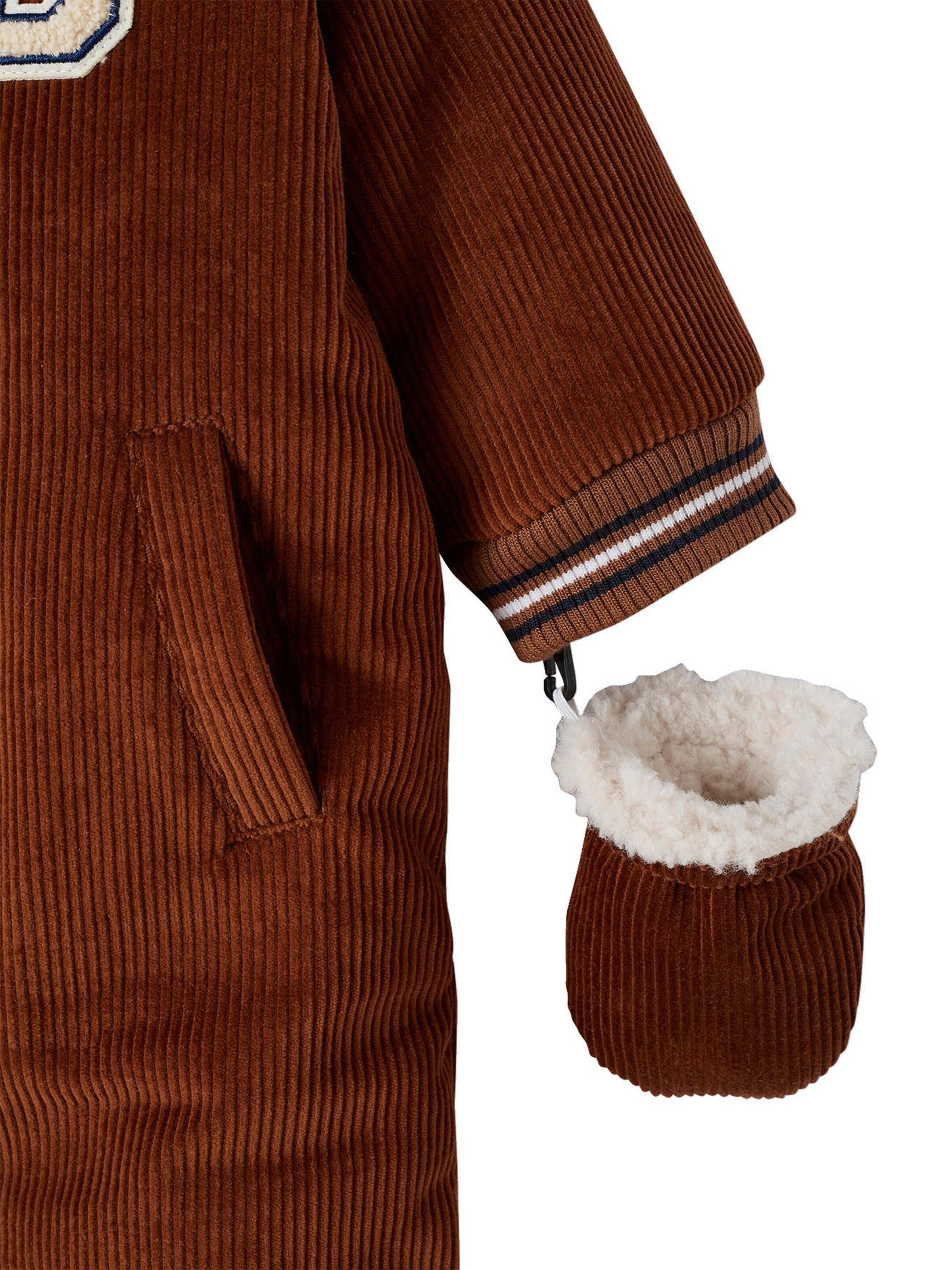 Vertbaudet Warmer Baby Winter-Overall aus Cord, Wattierung Recycling-Polyester beige