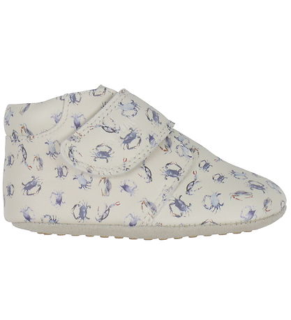 Pom Pom Leder-Krabbelschuhe - Anfänger Klettband Print - Sea