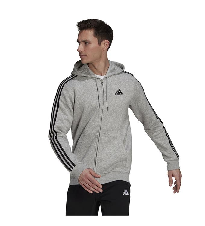 adidas Men Essentials Fleece 3-Stripes Full-Zip Hoodie