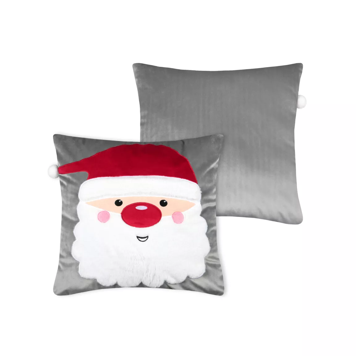 Coussin de Noël carré velours (45 x 45 cm) Edgard Père Noël Gris