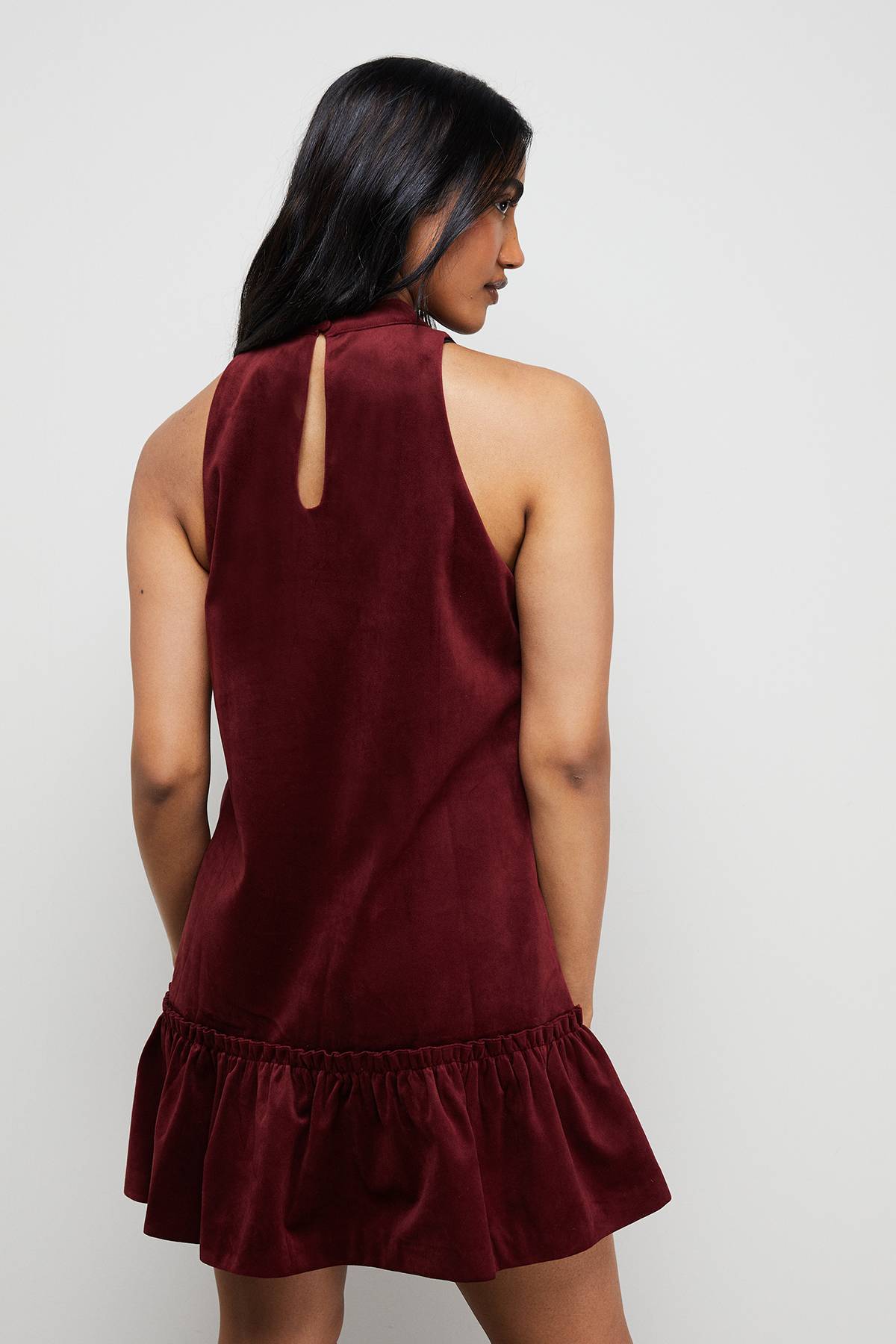 Warehouse Robe Mini Col Montant en Velours Contrecollé