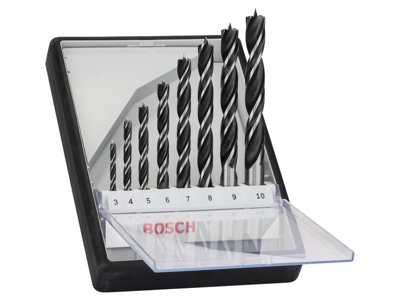 Bosch Professional Holzbohrer-Set 3 - 10 mm, 8-teilig 8-teiliges Holzspiralbohrer-Set, Robust Line, 3 - 10 mm