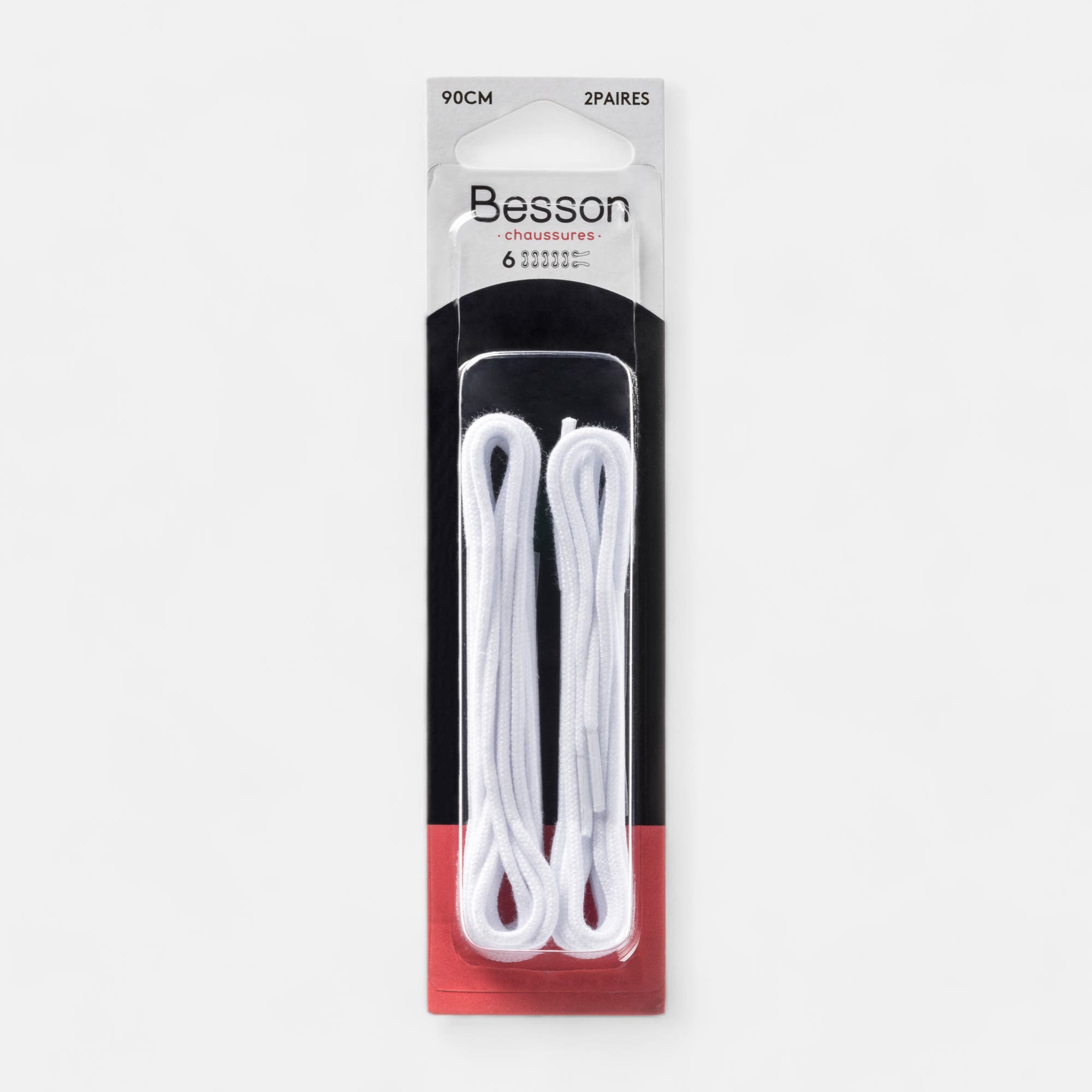 Lacets blanc 90cm sans coloris