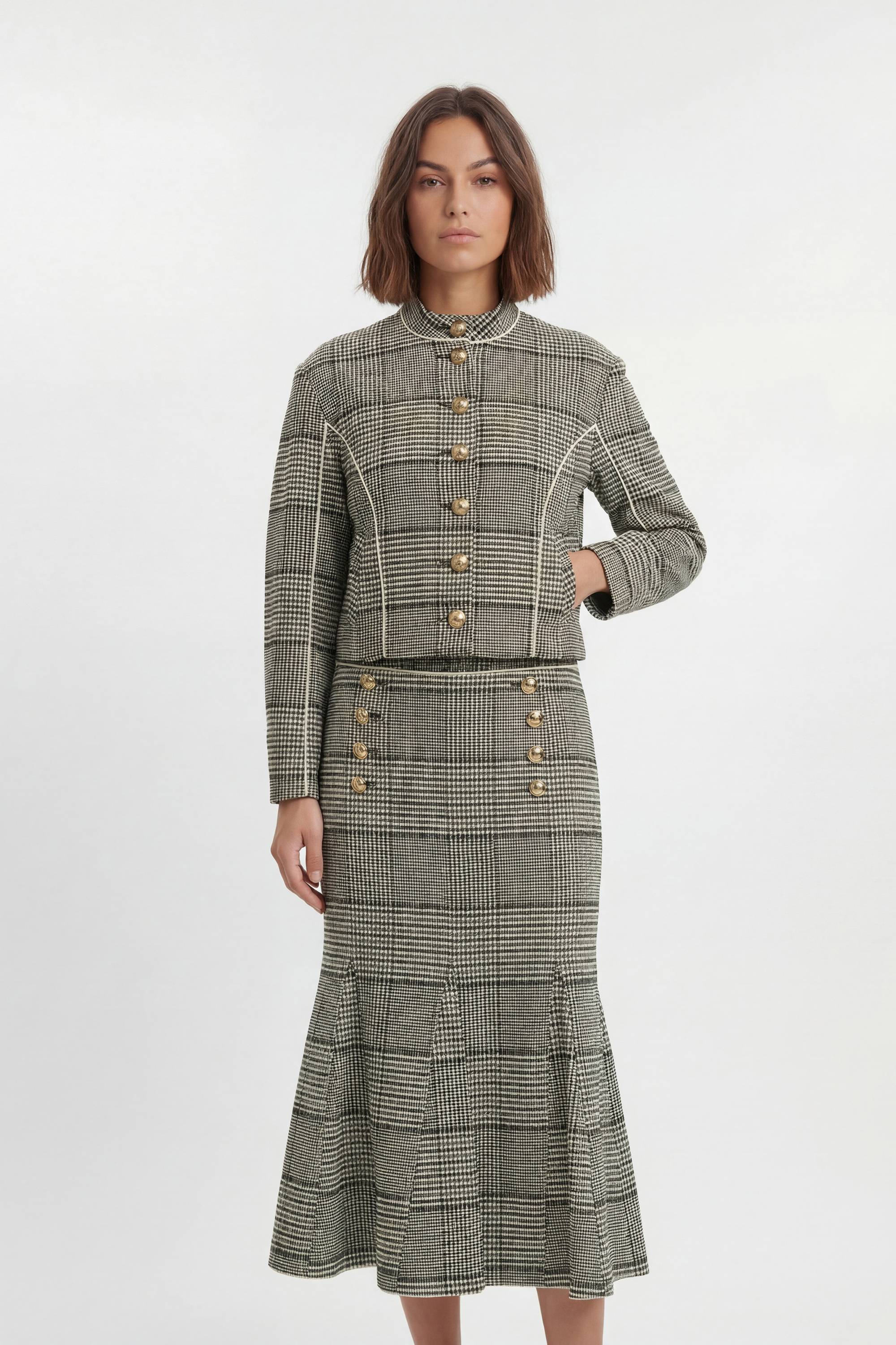 KarenMillen Veste Cintrée À Carreaux Col Montant