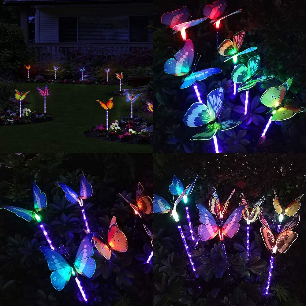 (3er Set) 18-LED's Solar Outdoor Licht Schmetterling Design Wasserfest IP65 - Bunt