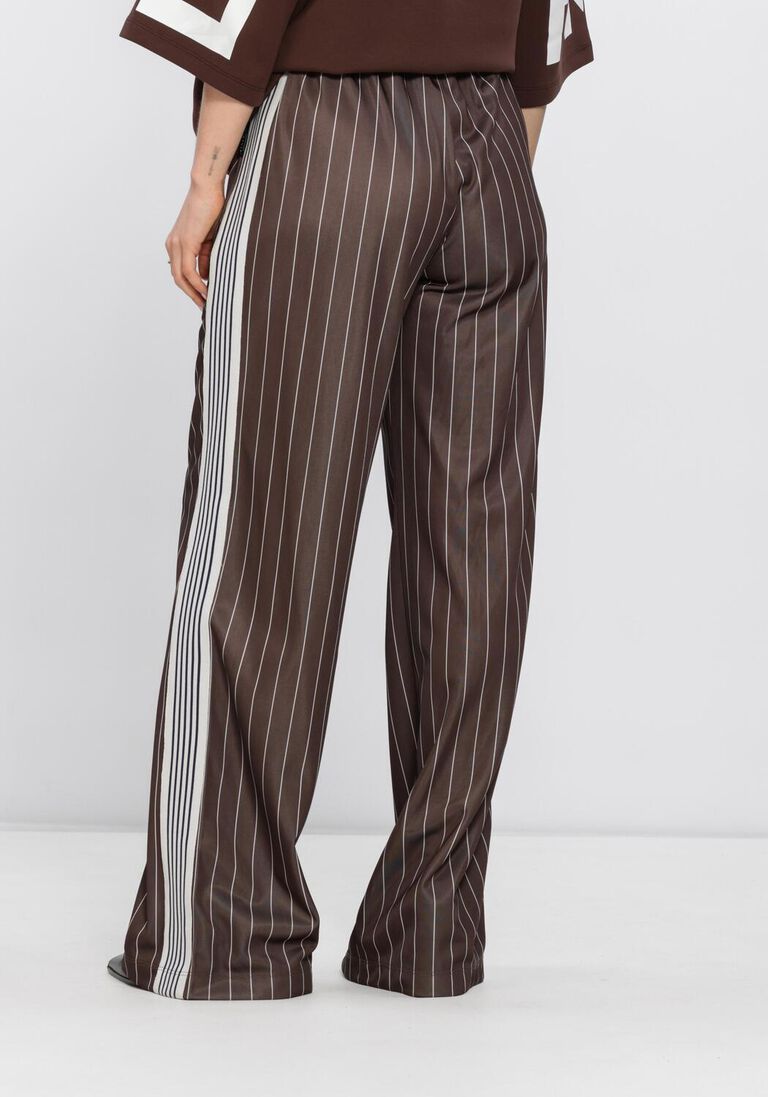 bruine haute l'amitié broeken baggy pin stripe track tall pants
