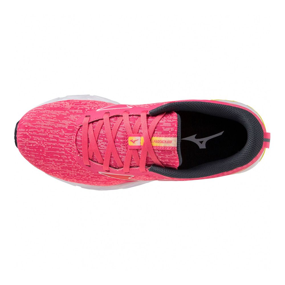 Mizuno WAVE PRODIGY 5 - Chaussures running Femme vivid pink/snowwhite/s.spring