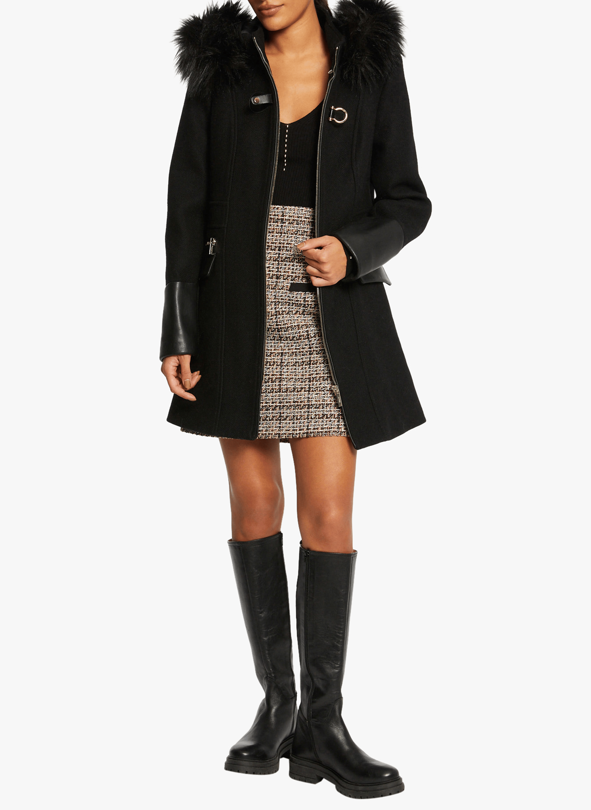 GSIBIL - Manteau droit zippé à capuche| Noir