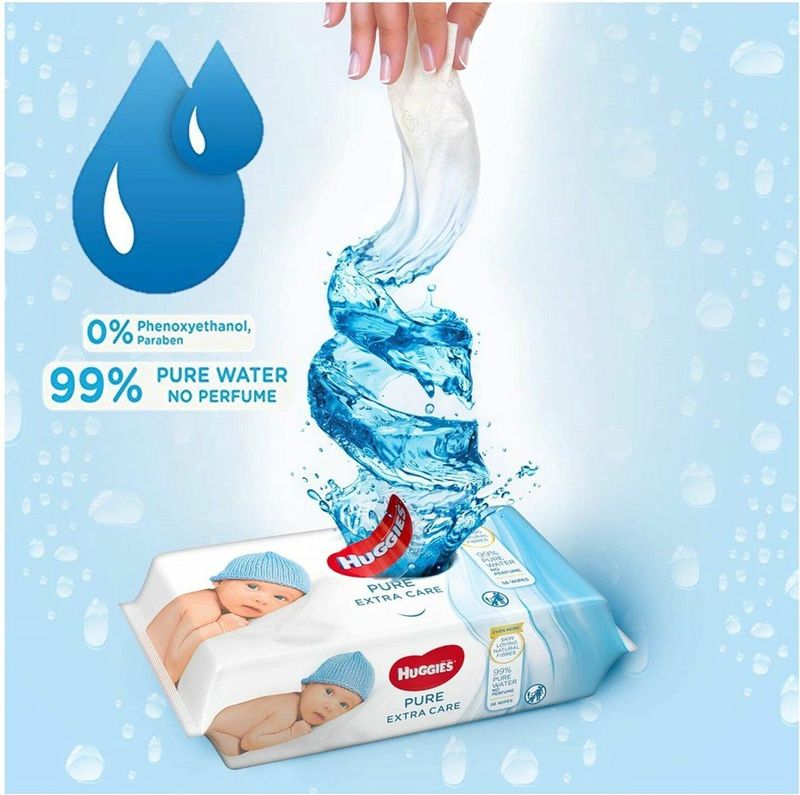 Huggies - Billendoekjes - Pure Extra Care - 99% Water - 56 Doekjes