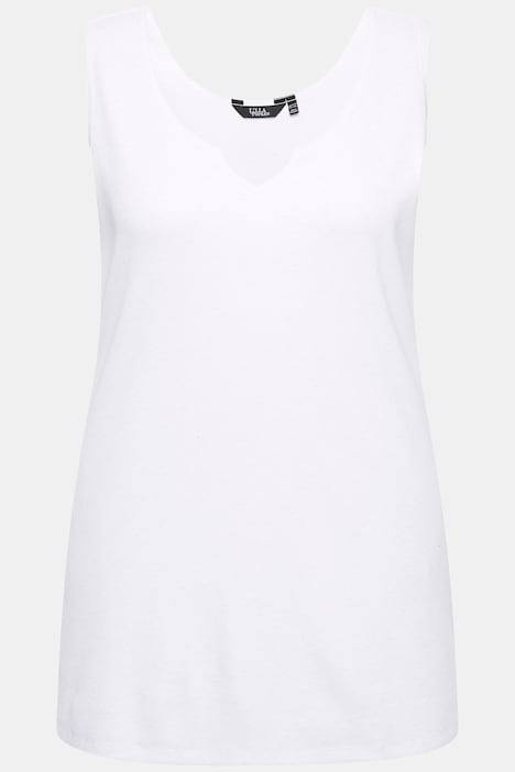 Top, Rippjersey, offenkantig, Tunika-Ausschnitt, ärmellos