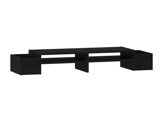 Support de moniteur Noir 100x27,5x15 cm Bois de pin solide