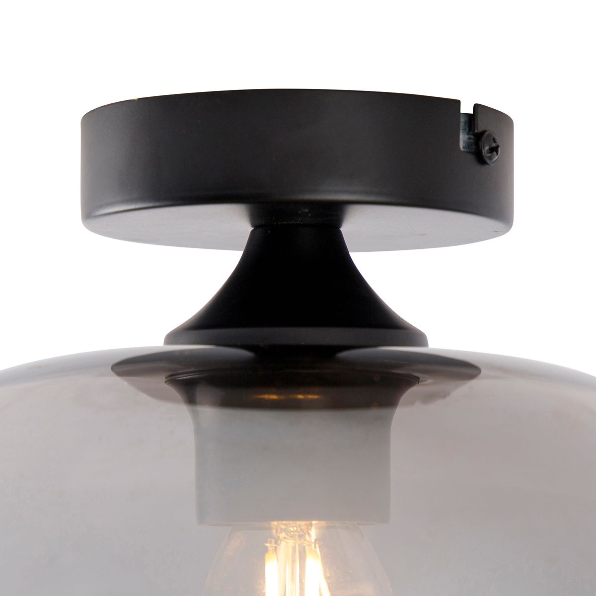Smart plafondlamp zwart met smoke glas incl. Wifi P45 - Busa