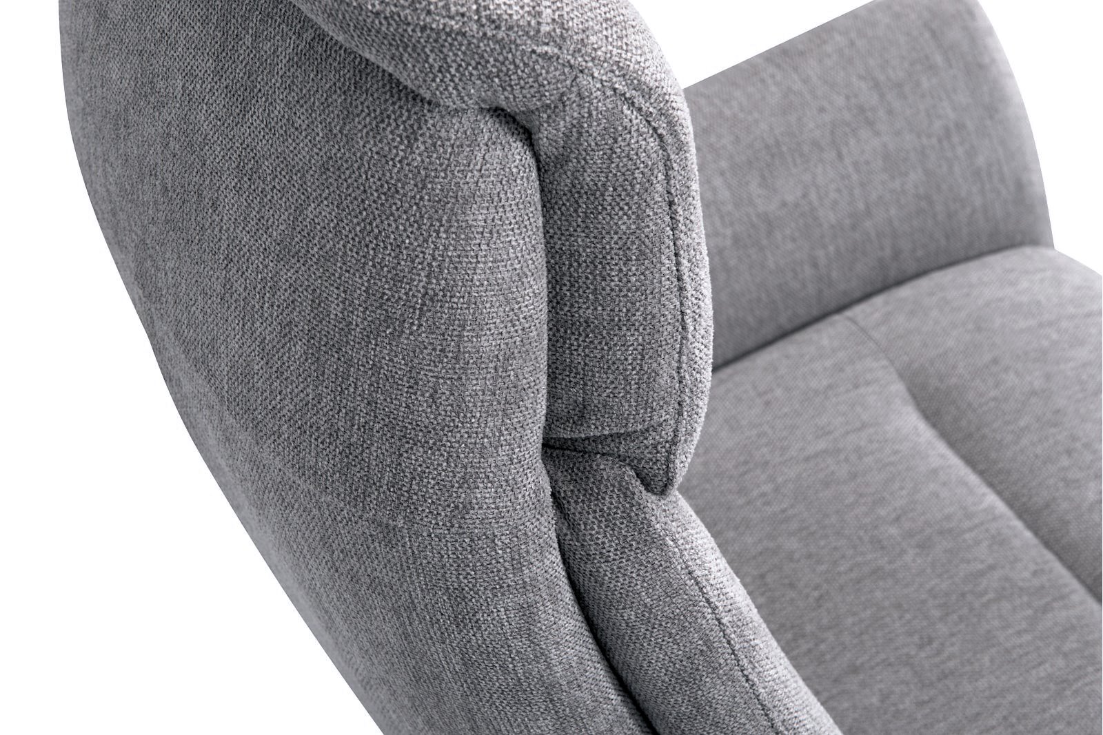 Castor lenestol Tekstil Brego 3595 grey. Polaris sokkel i sort og med integrert fothviler. Medium størrelse og manuell funksjon