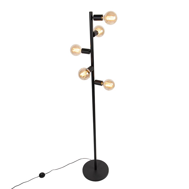 Moderne vloerlamp zwart 5-lichts - Facil