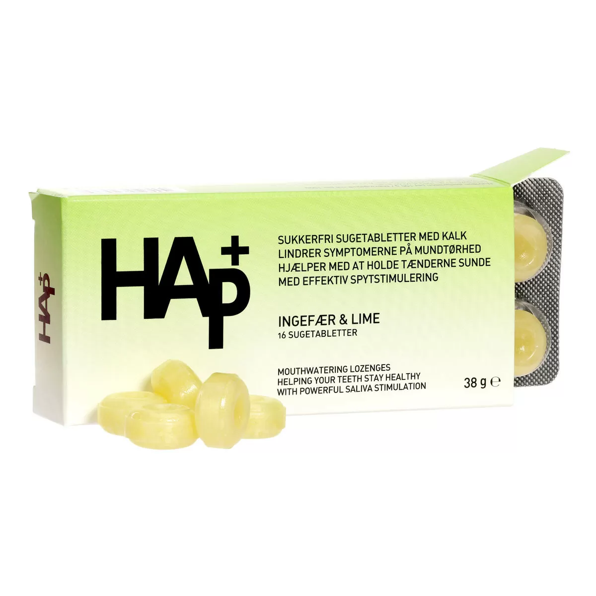 HAp  sugetabletter med smag af Ingefær og Lime