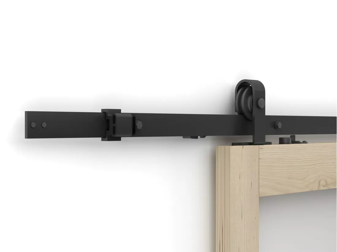 Porte coulissante avec système en applique en bois et verre trempé - 3 fenêtres - H205 x L83 cm - ACOSTA II