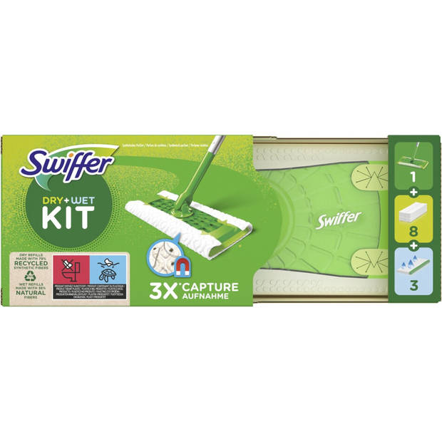 Swiffer Vloerreiniger Starterskit - 1 Dweil, 8 Droge en 3 Vochtige Vloerdoekjes Navullingen