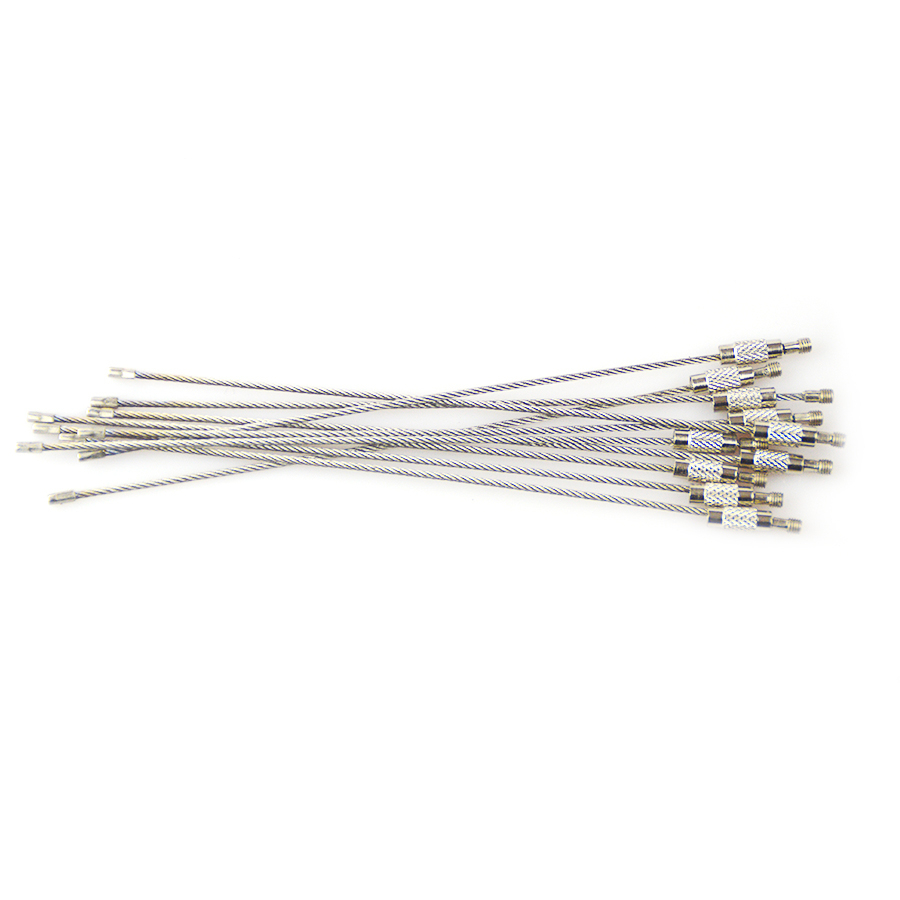 (10er Set) 15cm Edelstahl Schlüsselanhänger Draht Gepäckanhänger Kabelschlaufe - Silber