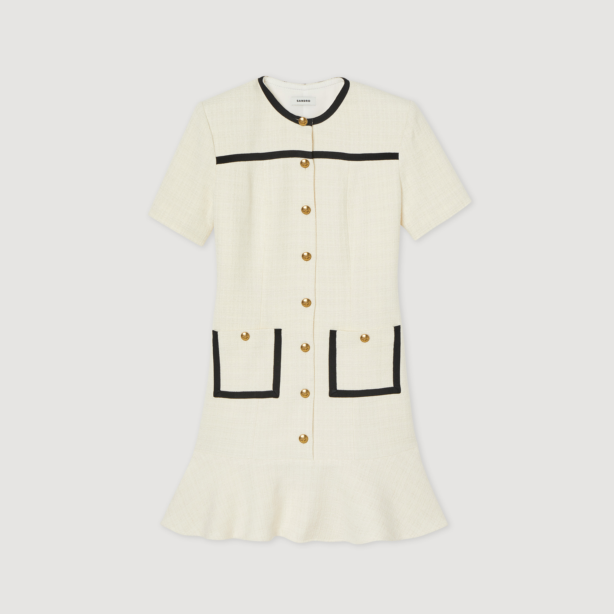 Robe courte boutonnee en tweed