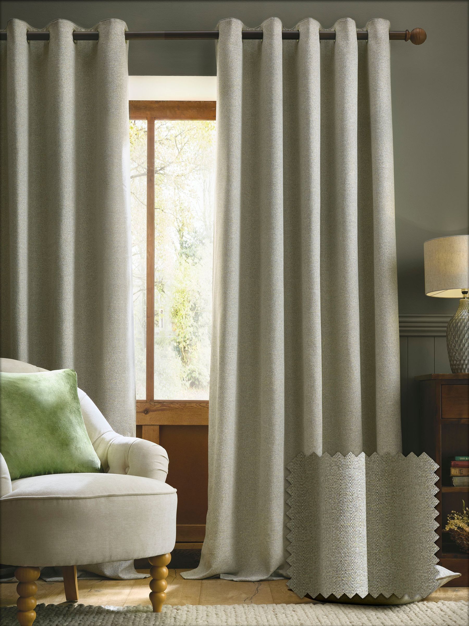 Laura Ashley Milbourne Herringbone Eyelet Curtains