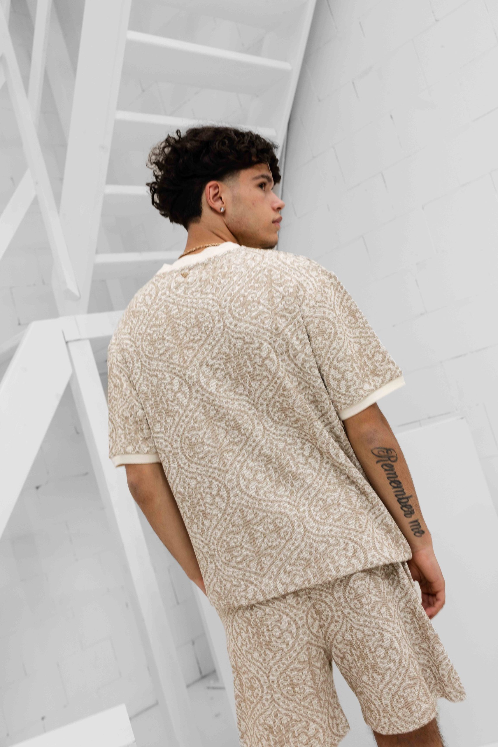 Pure Path Jacquard Set Heren Bruin/Wit
