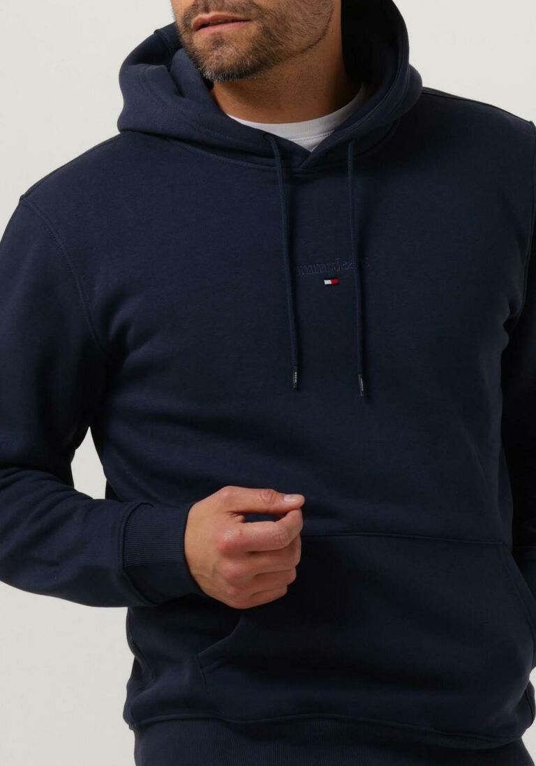 TOMMY JEANS donkerblauwe tommy jeans sweater reg tonal linear logo hoodie