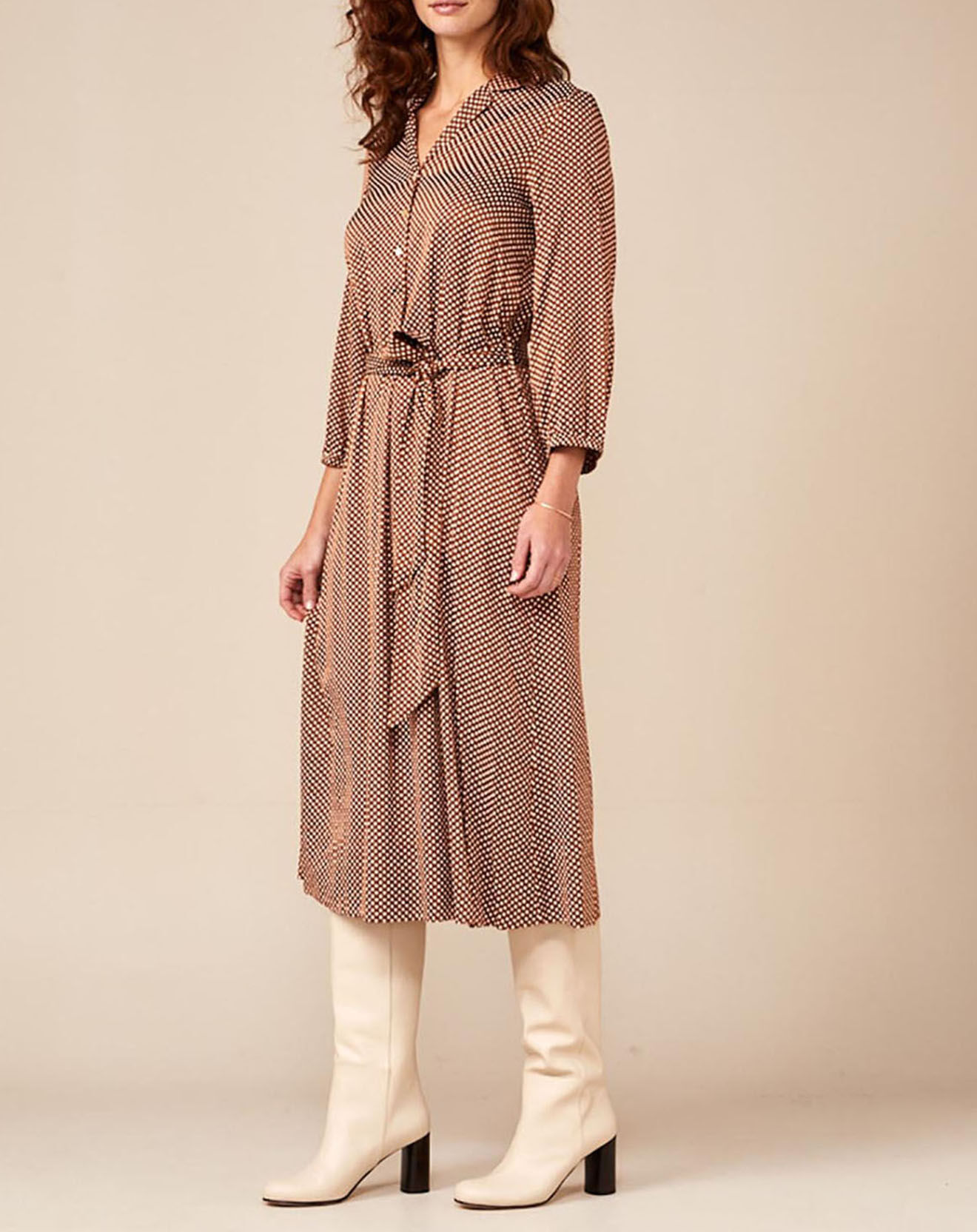 Bellerose Robe Armory à pois marron