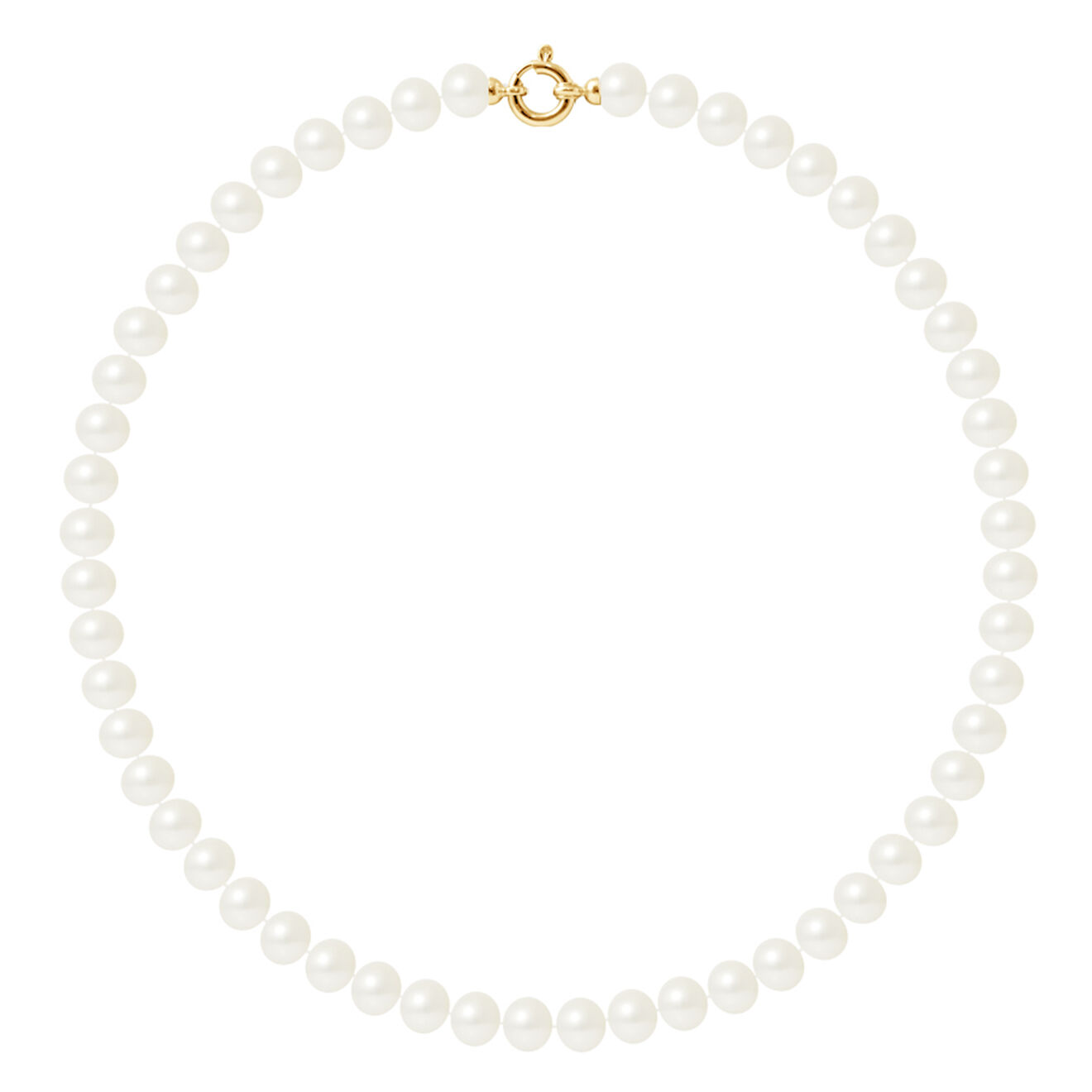 Mitzuko Collier Or Jaune Rang de Perles d'Eau Douce blanc naturel