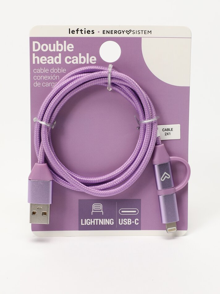 Cabo Lightning/USB-C para USB-A com duas cabeças - Malva Escuro