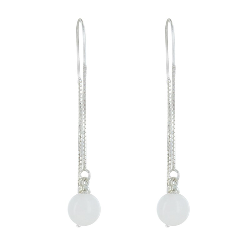 Boucles d'Oreilles Chainette Argent et Perle Céramique