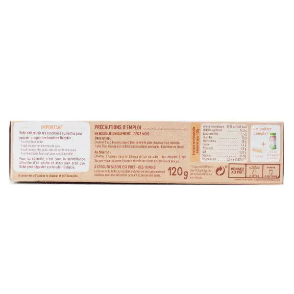 Babybio Boudoirs à l'Huile Essentielle d'Orange Douce +8m Bio 120g
