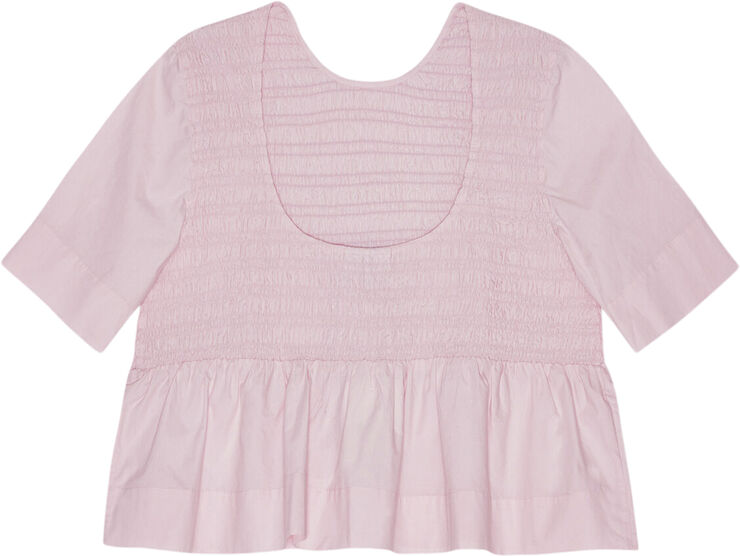 Ganni Cotton Poplin Open Back Smock Blous Chalk pink