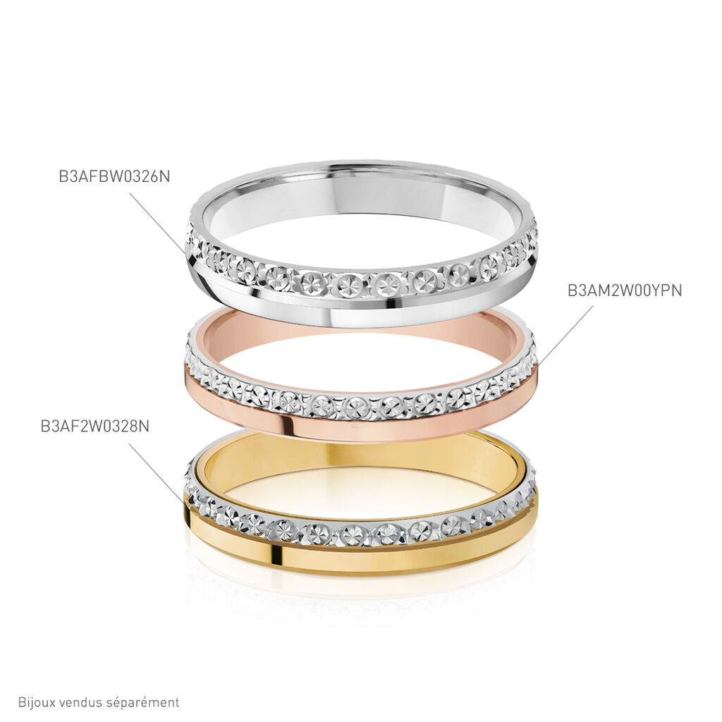 Alliance Fantaisie Diamantee Ruban Plat Or Blanc
