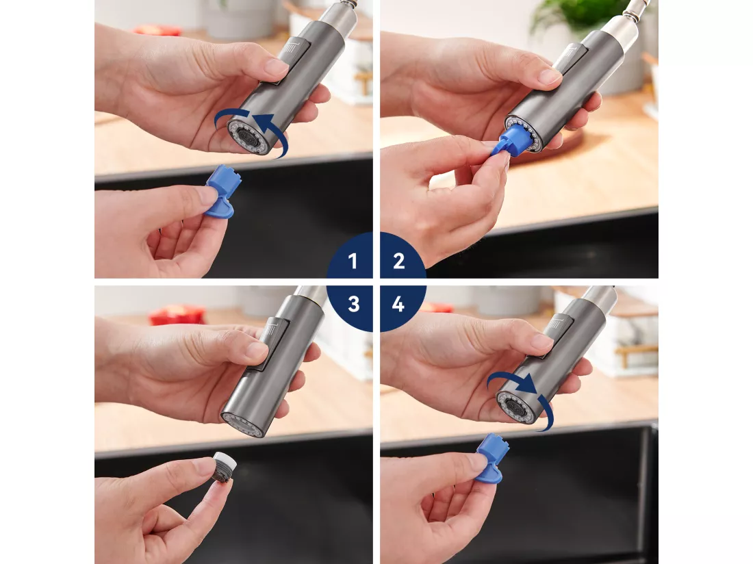 Lonheo Max Robinet de Cuisine Gris avec 2 Fonctions Douchette Extractible Mitigeur Cuisine Rotatif à 360° en Acier Inoxydable,EU Modèle