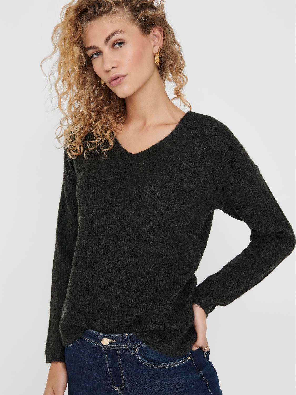 ONLCAMILLA Strickpullover Dark Grey Melange