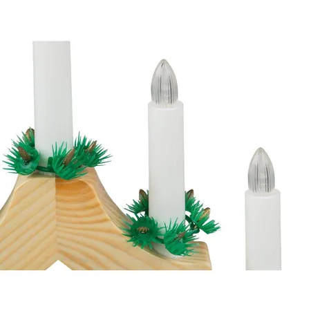 Idena LED Adventsleuchter, mit 7 Kerzenlichtern, für innen, batteriebetrieben, Holz