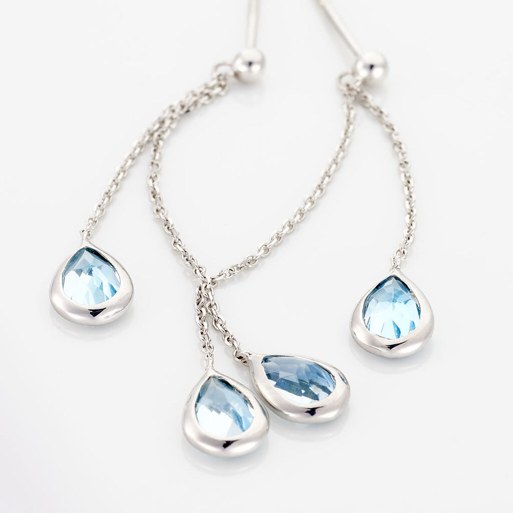 Boucles D'oreilles Pendantes Djime Or Blanc Topaze