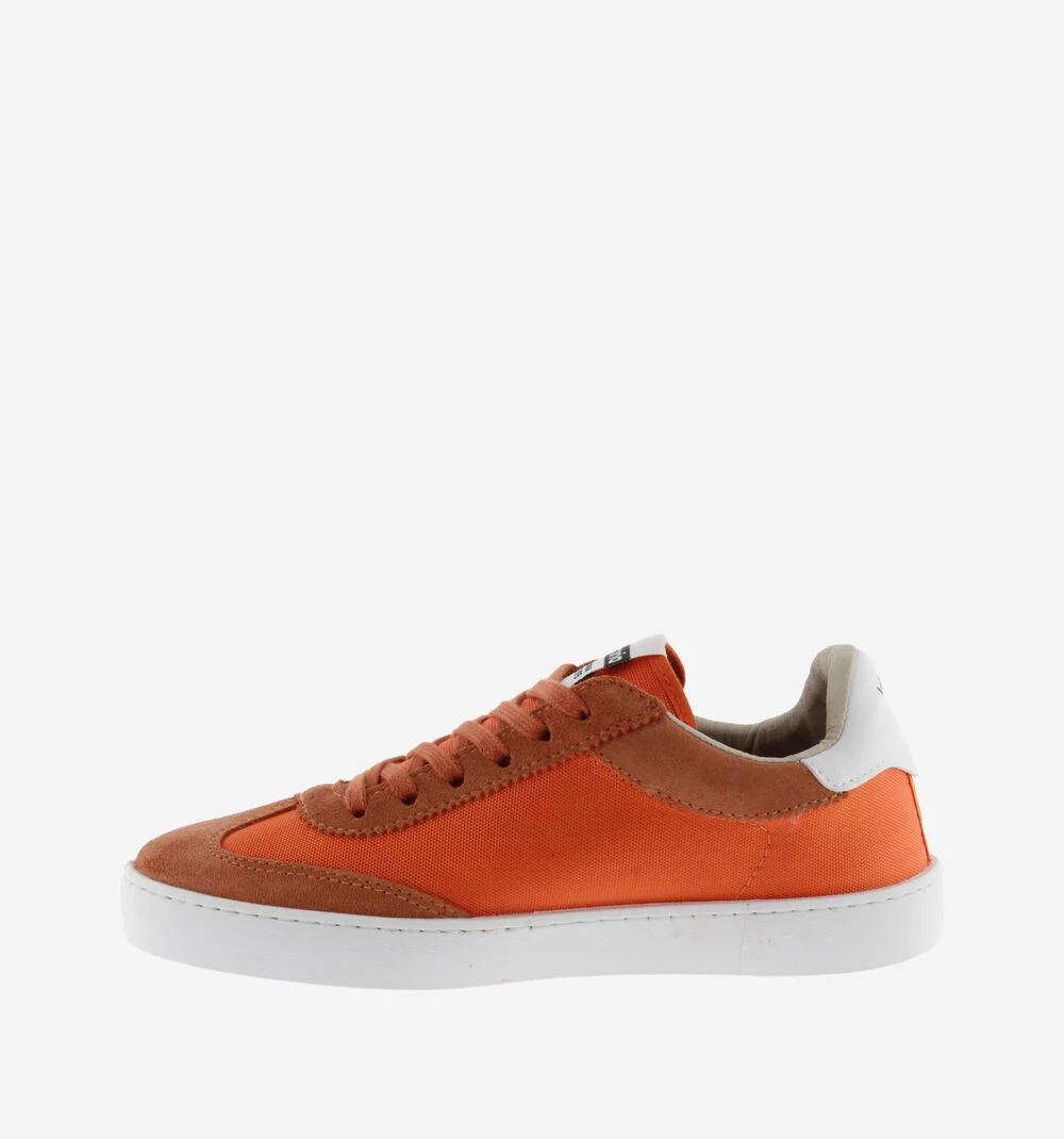 BERLÍN CUIR FENDU & NYLON Baskets monochromes unisexes NARANJA