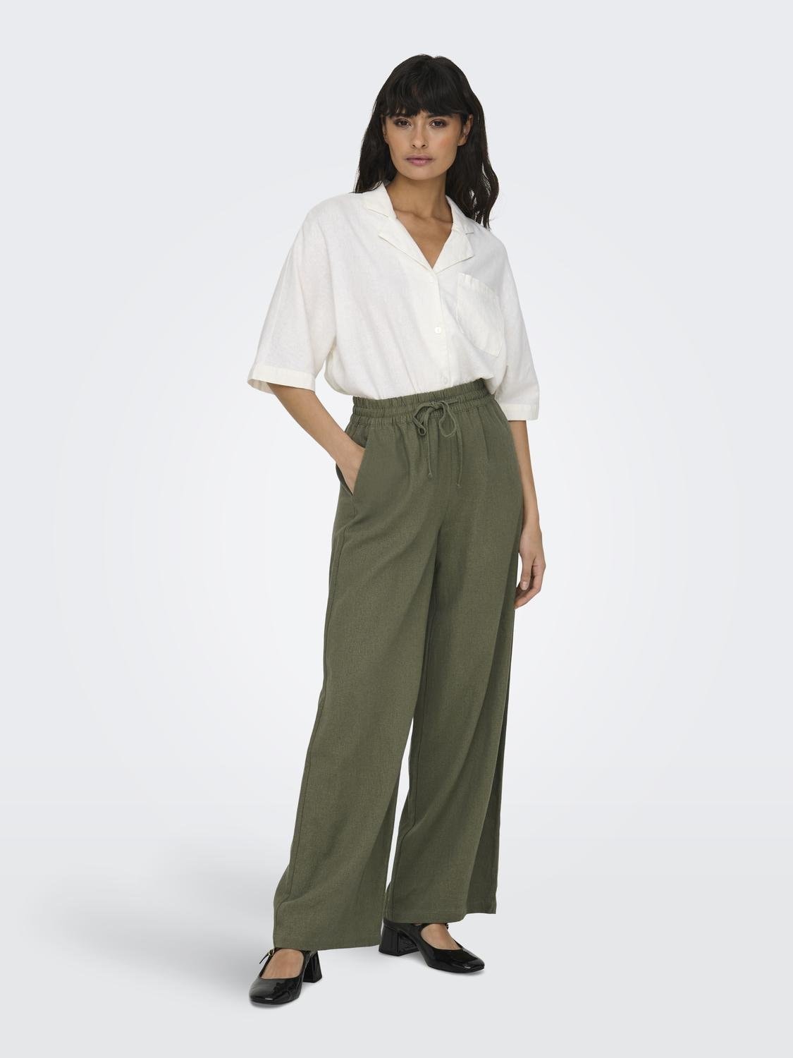 JDY Schlupfhose »JDYSAY LINEN HW WIDE PANT WVN NOOS«  Sommerhose mit Leinen