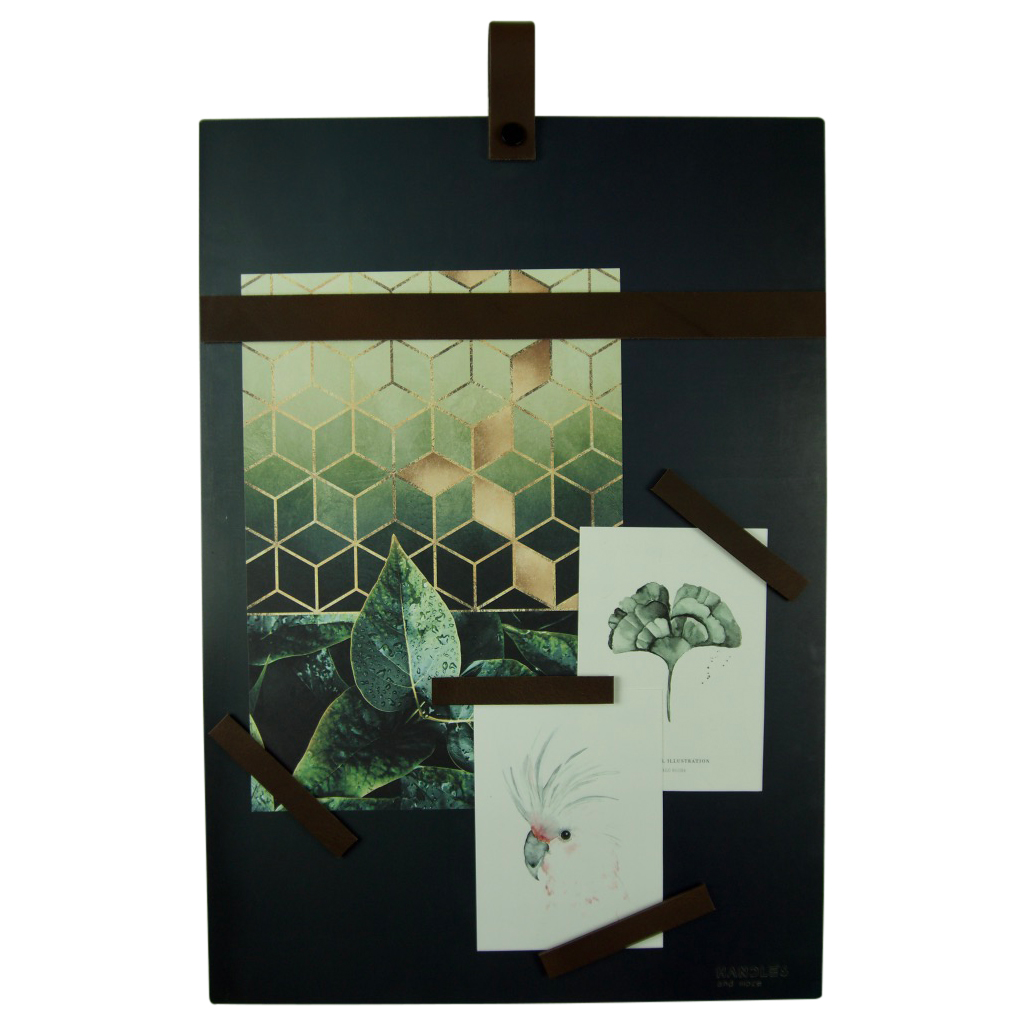 Magneetbord met magneetstrips Leer: Donkerbruin (inclusief 6 leren magneetstrips)