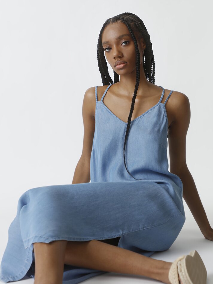 Vestido midi fluido com alças - Índigo