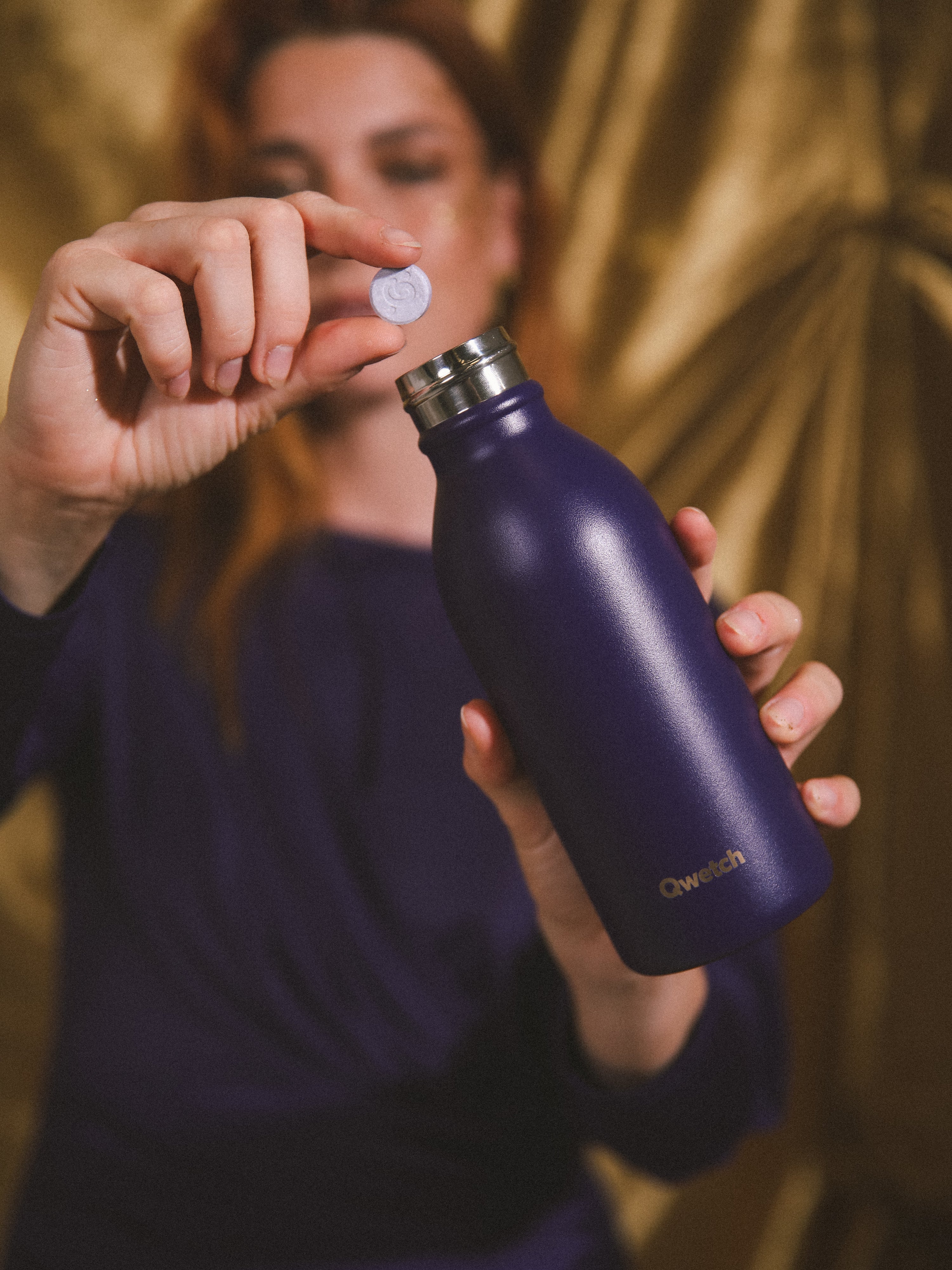 Bouteille Isotherme Icon Violet obscur & Or - Qwetch