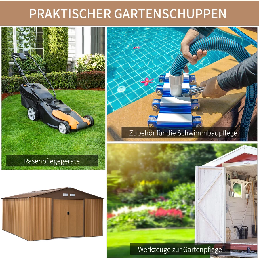 Outsunny Geräteschuppen braun
