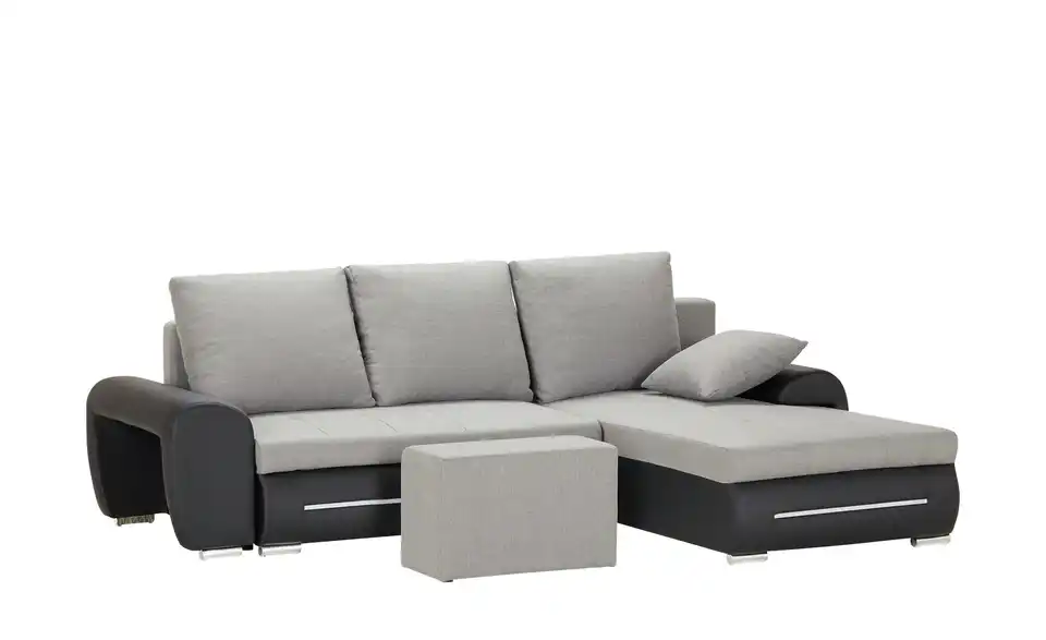 Ecksofa Emma rechts Schwarz, Hellgrau