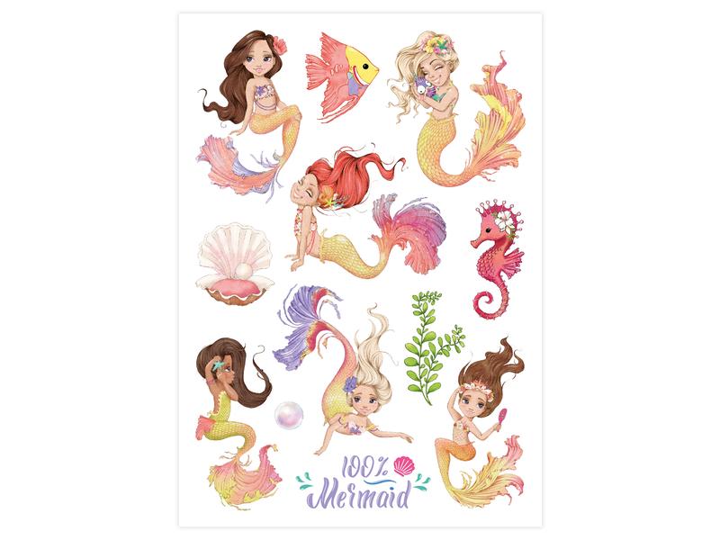 Papierdrachen Tattoo Set Metallic – Meerjungfrauen 6 Bögen