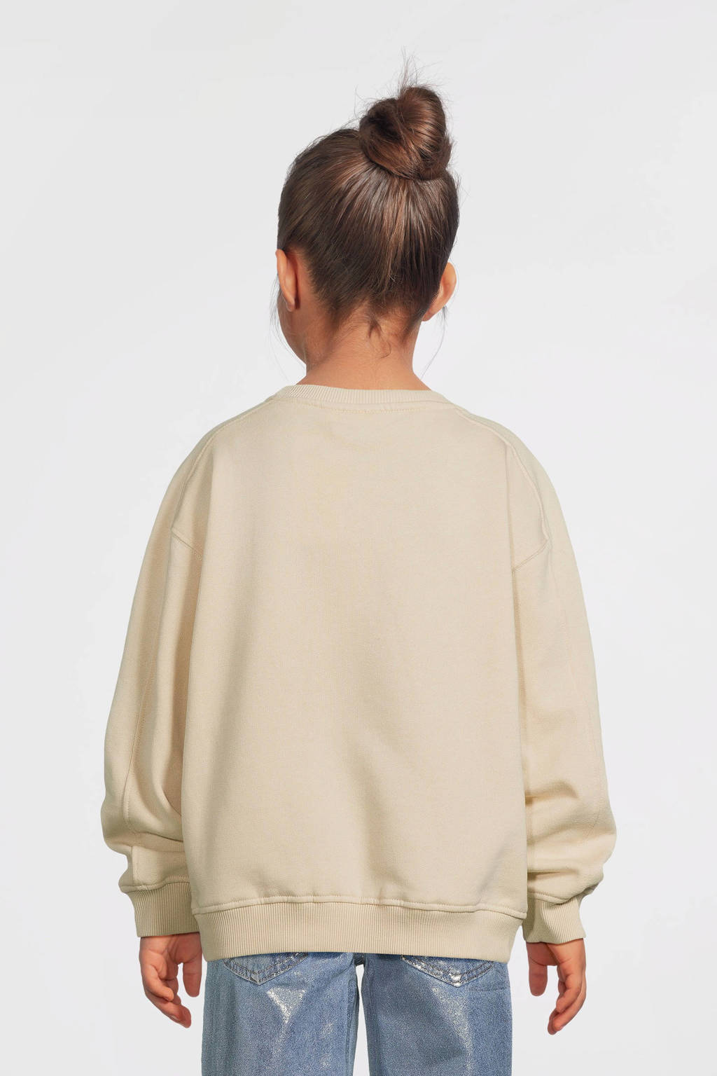 NAME IT sweater NKFOLDET met printopdruk lichtzand