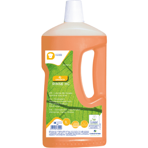 Liquide de rinçage vaisselle machine eau dure Ecolabel Christeyns Green'R Rinse HC flacon de 1L