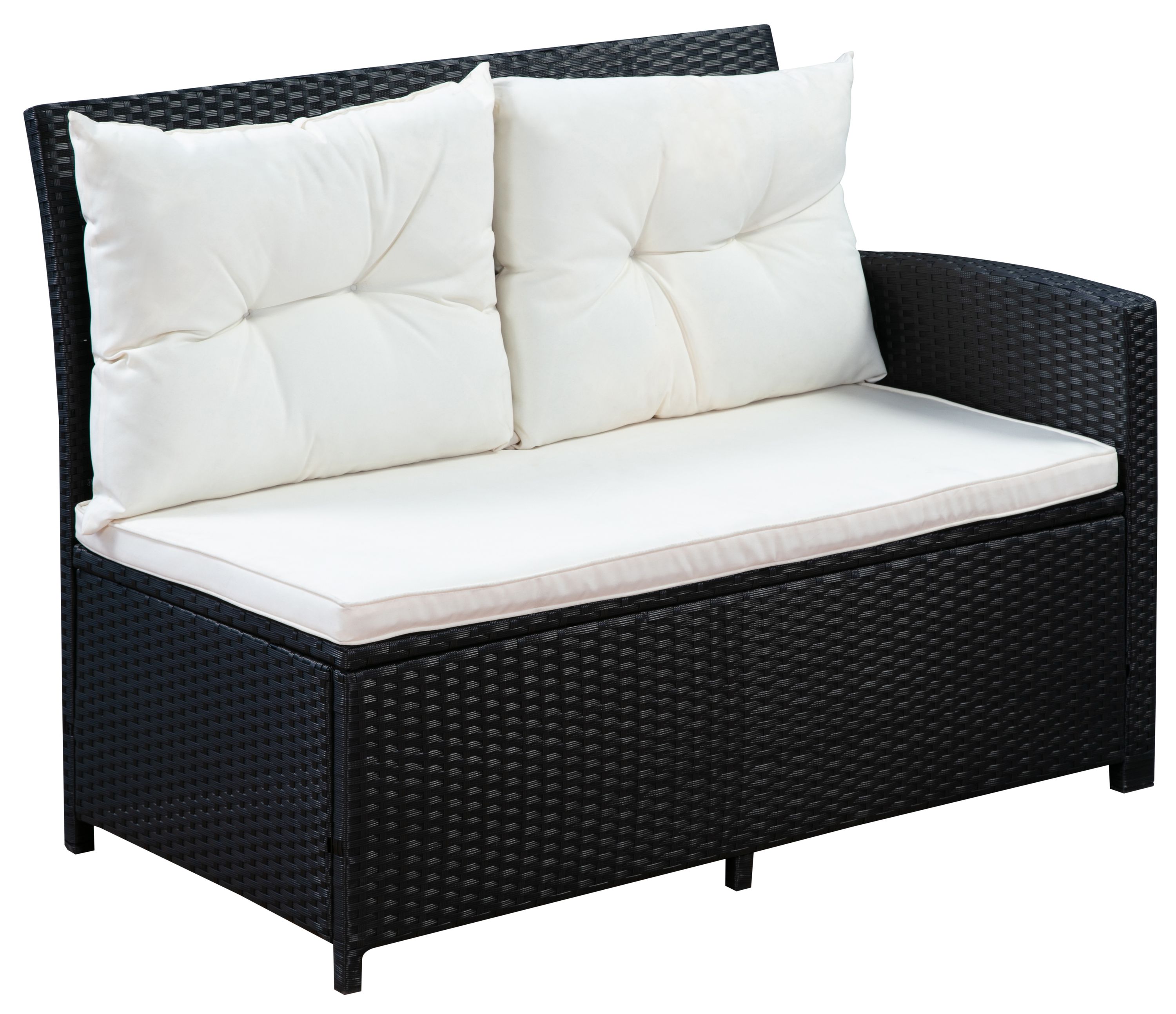 Rattanlounge CANNES schwarz/beige