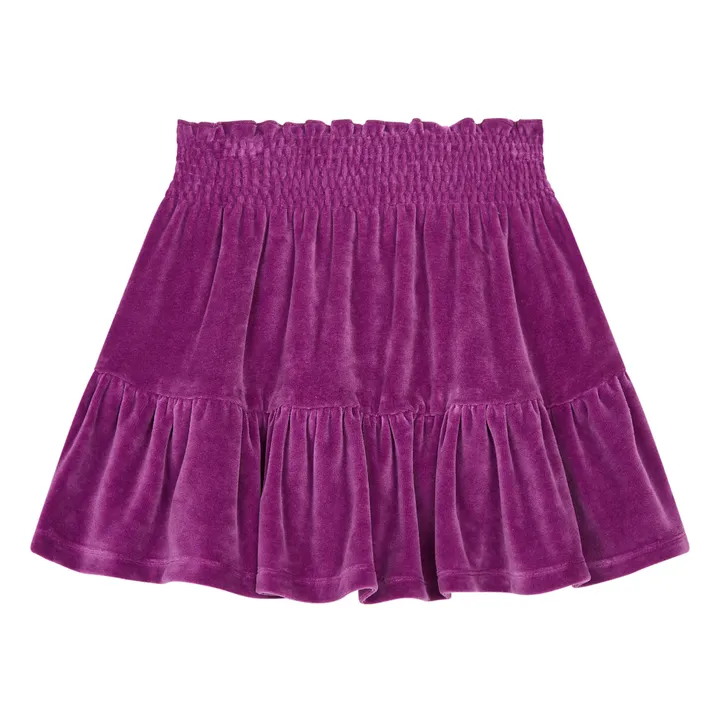SMALLABLE BASICS Jupe Courte Fille Elastiquée à la Taille en Velours | Rose fuschia
