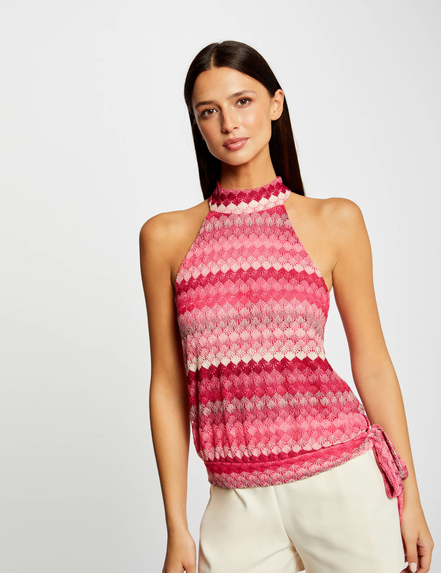 Débardeur encolure américaine crochet rose femme - rose
